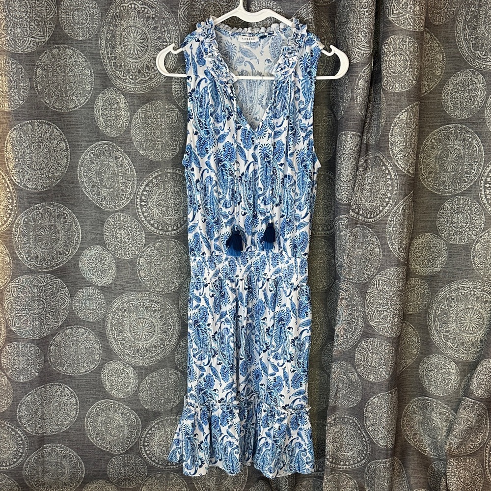 Cabana Life Blue and White Patterned Dress